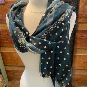 Teal and Gold Scarf